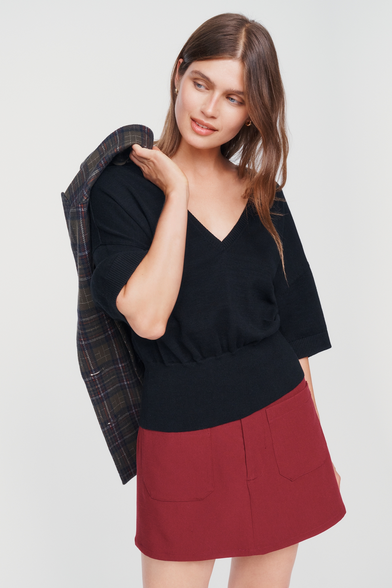 Maeve Cotton Merino Plunge V-Neck Sweater
