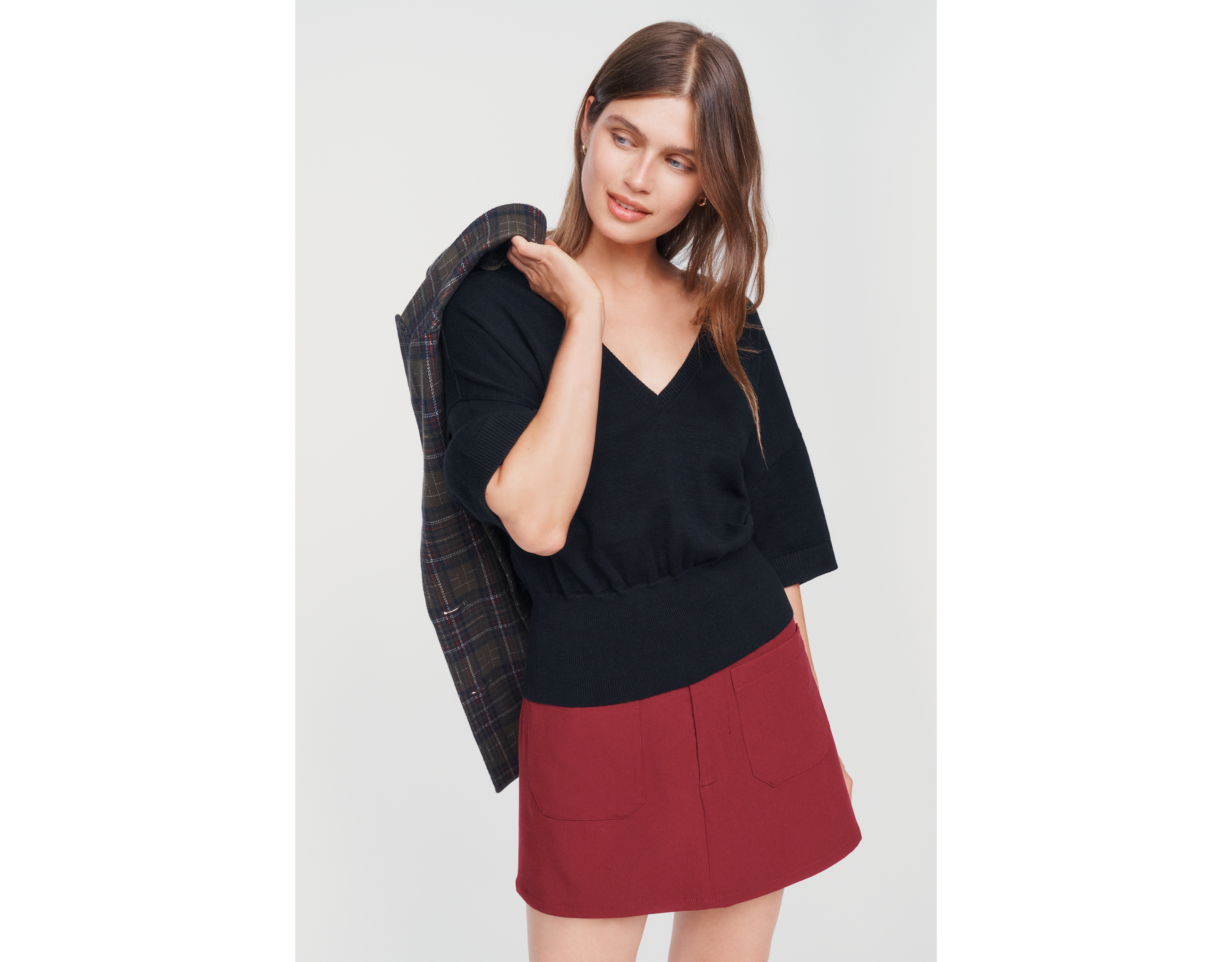 Maeve Cotton Merino Plunge V-Neck Sweater