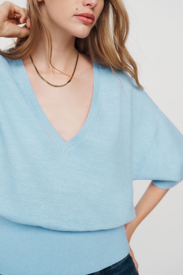 Maeve Cotton Merino Plunge V-Neck Sweater #2