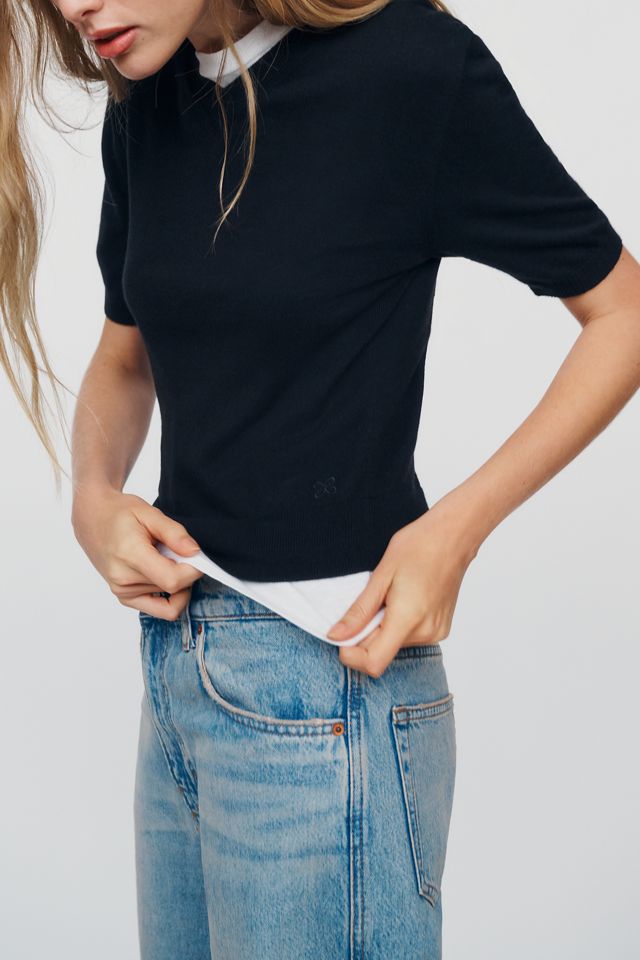 Maeve Short-Sleeve Cropped Sweater #1