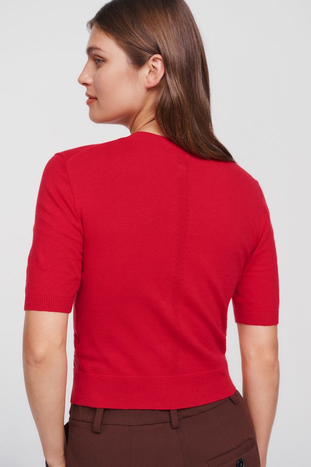 Maeve Short-Sleeve Cropped Sweater #3