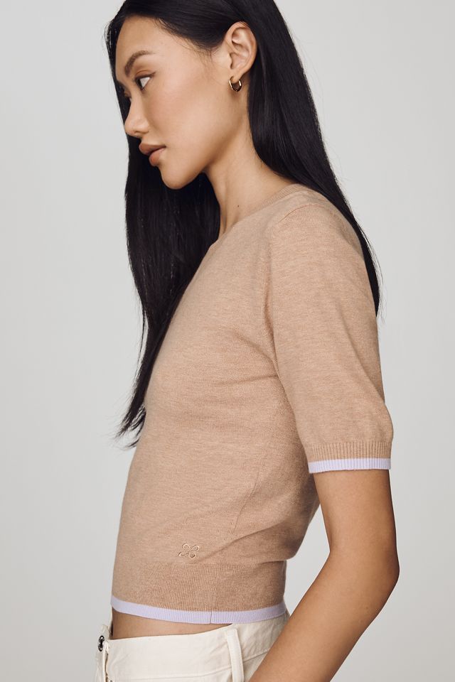 Maeve Short-Sleeve Cropped Sweater #1