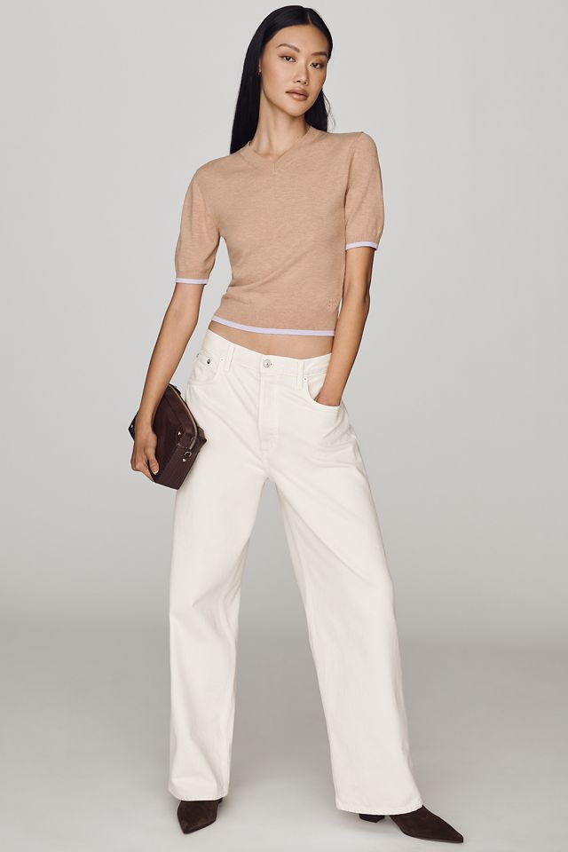 Maeve Short-Sleeve Cropped Sweater #2