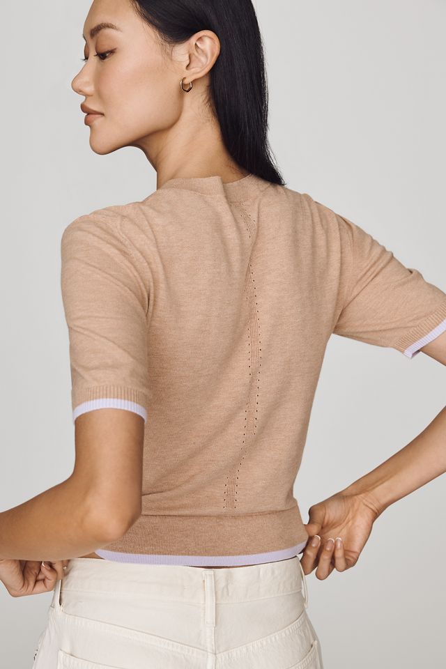 Maeve Short-Sleeve Cropped Sweater #3