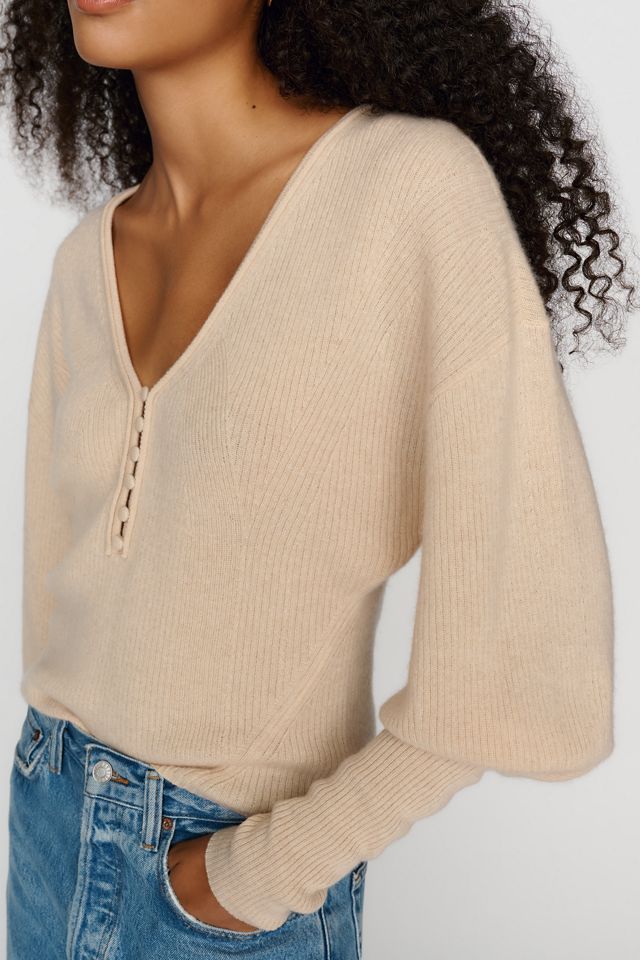 By Anthropologie 100% Cashmere Henley Sweater #2