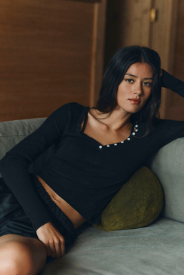 Pilcro Sutter Linen Wool Henley Sweater by Anthropologie