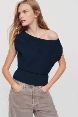 Maeve Cotton-Wool Short-Sleeve Banded Sweater