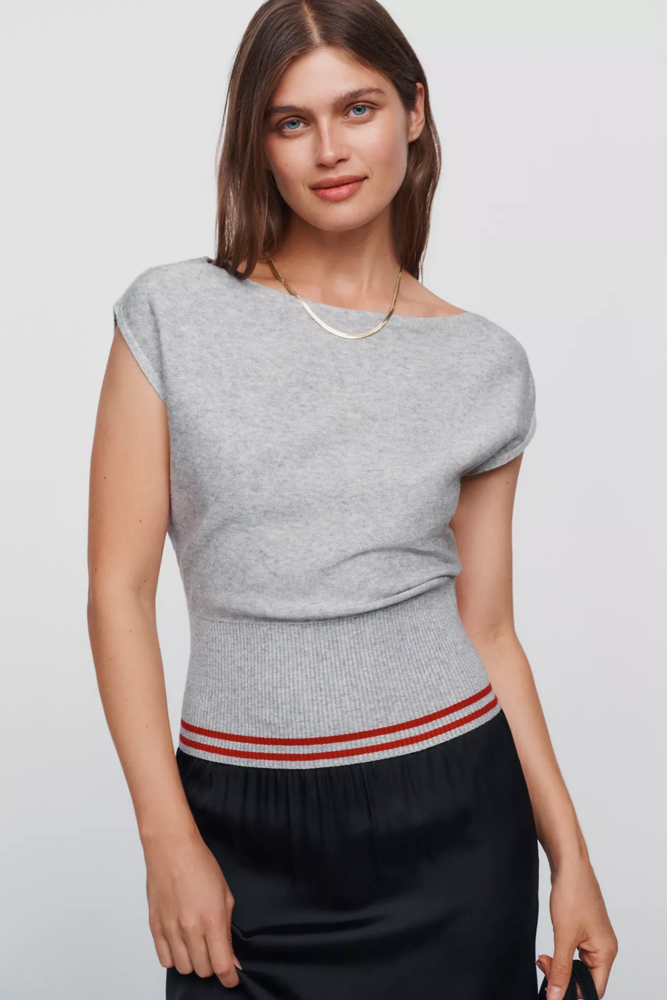 Maeve Cotton Wool Short Sleeve Banded Sweater