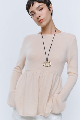 Maeve 100% Cashmere Peplum Sweater