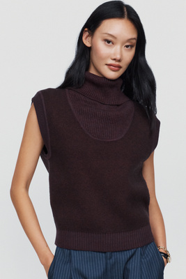 Maeve Funnel Neck Cap Sleeve Sweater by Anthropologie