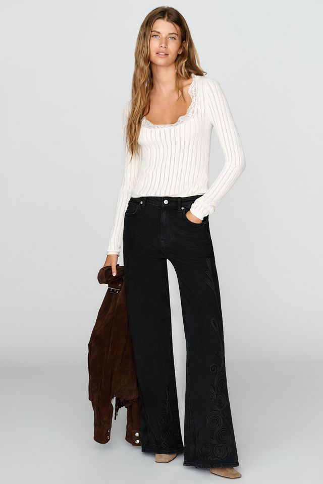 By Anthropologie Cotton Silk Lace Trim Top #1