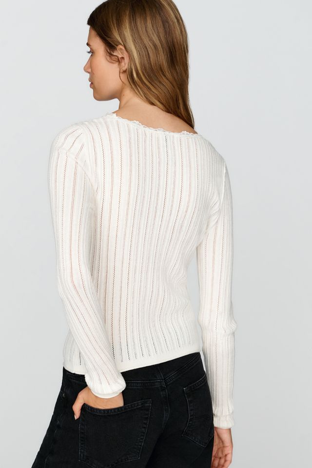 By Anthropologie Cotton Silk Lace Trim Top #2