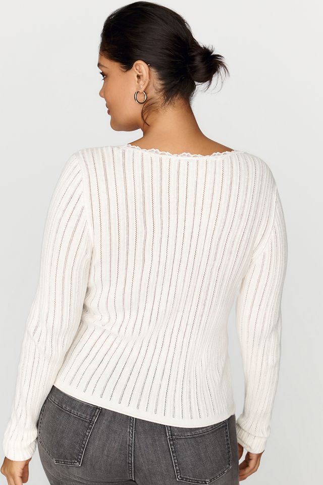 By Anthropologie Cotton Silk Lace Trim Top #6