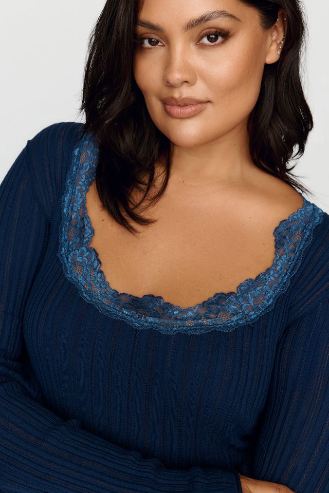Haut en coton-soie avec bordure en dentelle By Anthropologie #5