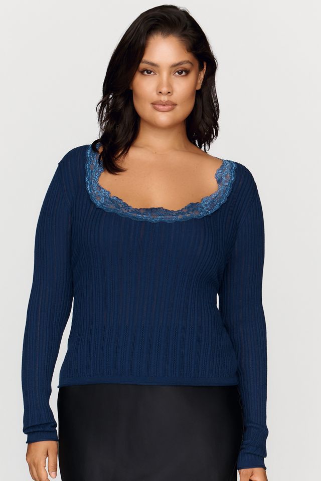 Haut en coton-soie avec bordure en dentelle By Anthropologie #4
