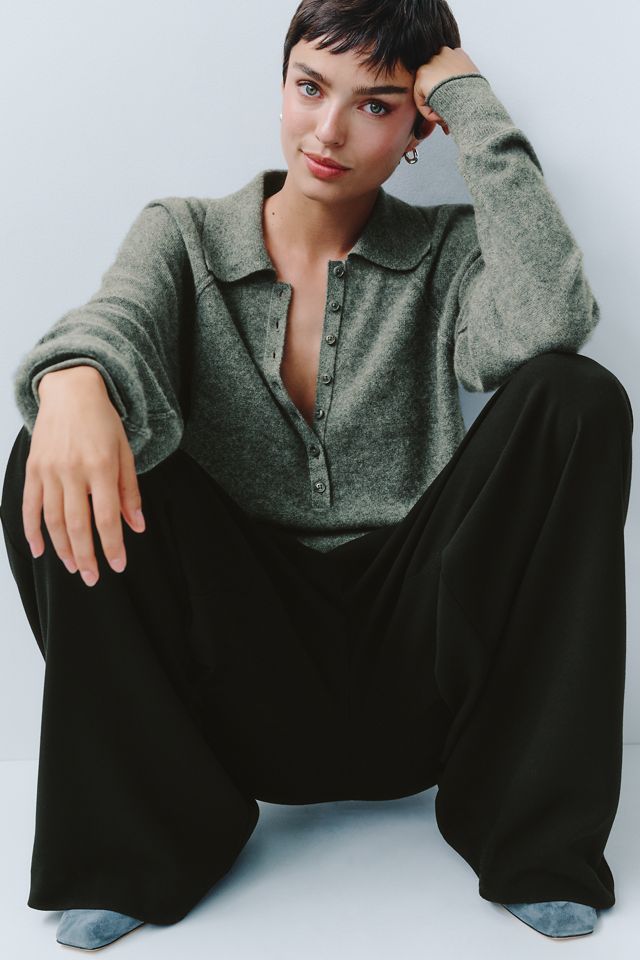 Pilcro 100% Cashmere Henley Sweater #1