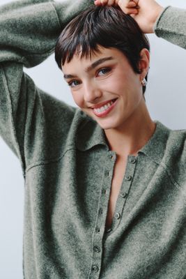 Pilcro 100% Cashmere Henley Sweater