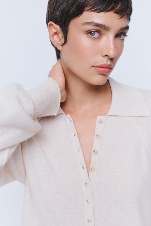 Pilcro 100% Cashmere Henley Sweater #1