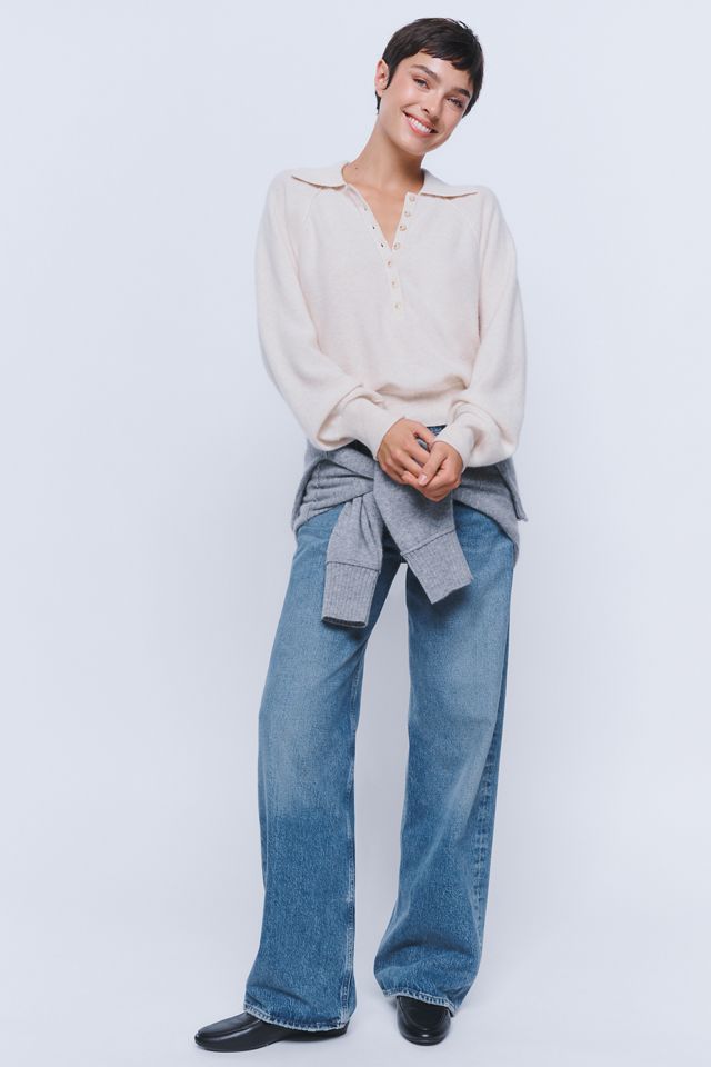 Pilcro 100% Cashmere Henley Sweater #4