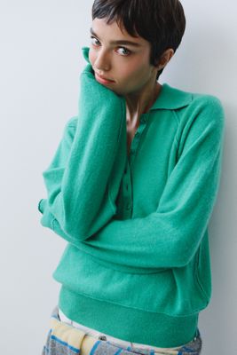 Pilcro 100% Cashmere Henley Sweater