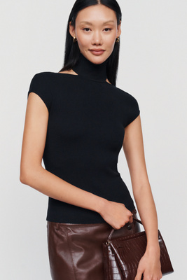 Maeve Cutout Mock Neck Sweater by Anthropologie