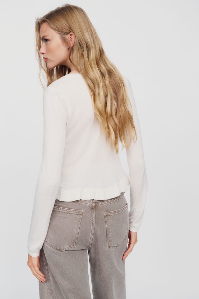 Maeve Long-Sleeve Ruffled Cardigan Sweater #1