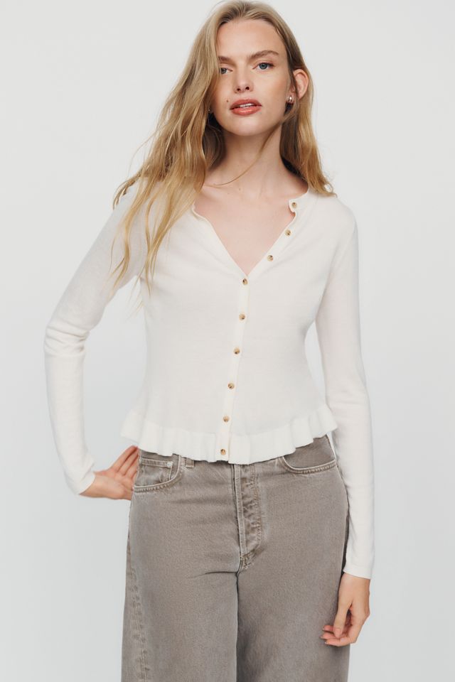 Maeve Long-Sleeve Ruffled Cardigan Sweater #2