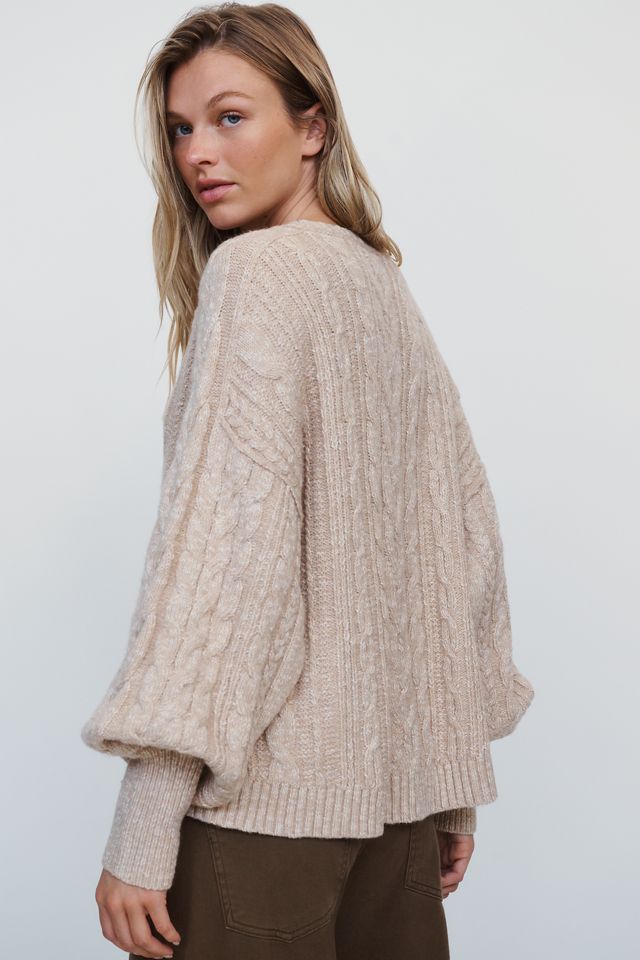 By Anthropologie Cotton Merino Wool Cable Knit Sweater #2