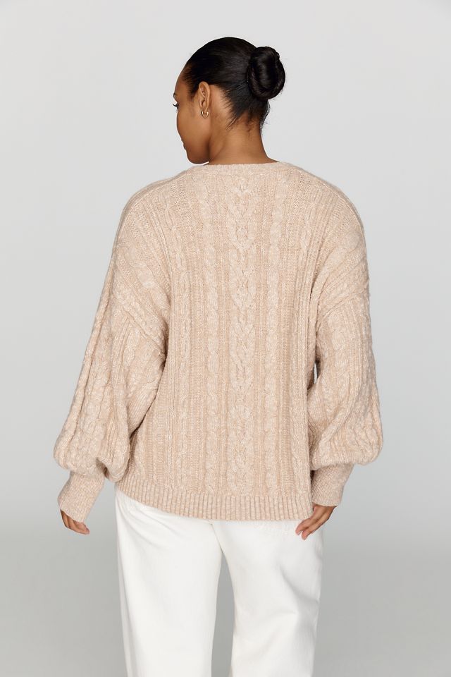 By Anthropologie Cotton Merino Wool Cable Knit Sweater #5