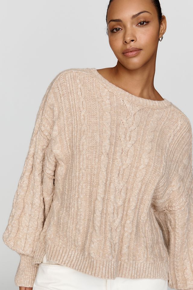 By Anthropologie Cotton Merino Wool Cable Knit Sweater #7
