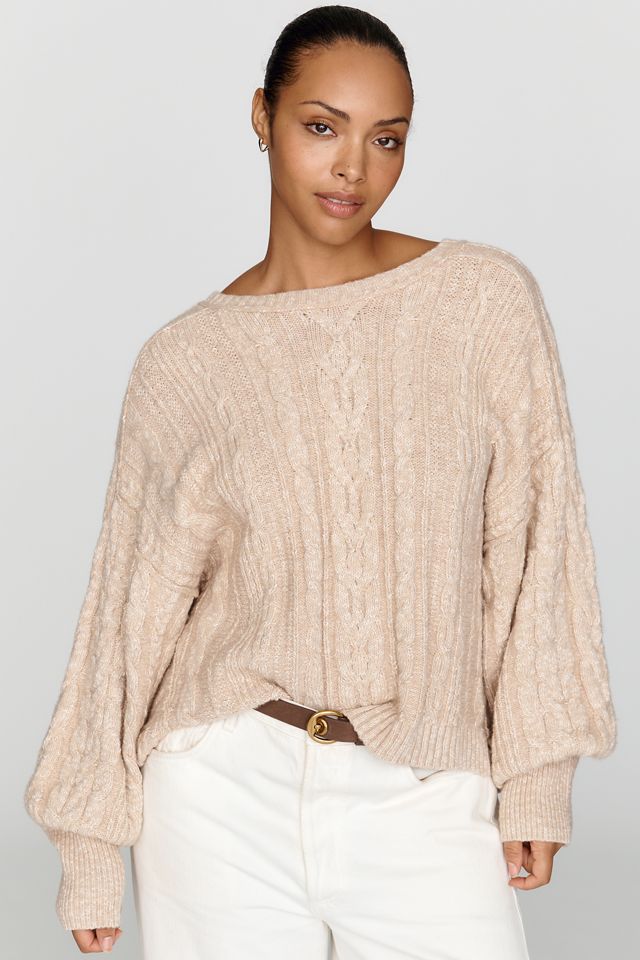 By Anthropologie Cotton Merino Wool Cable Knit Sweater #4