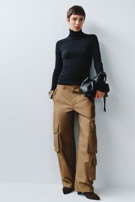 Maeve Top de Cuello Alto Acanalado 100% Cachemira