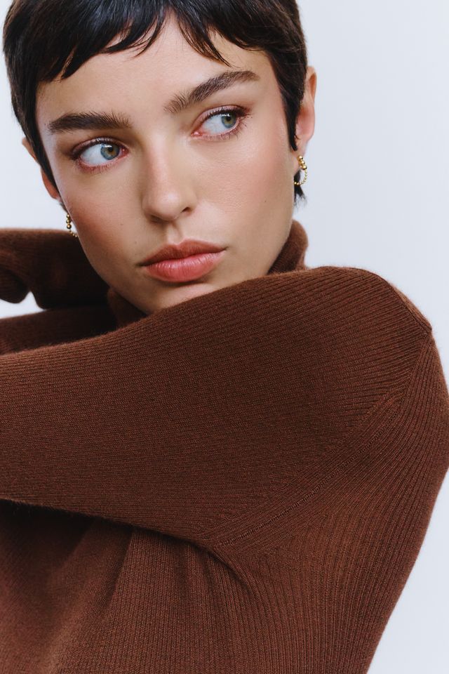 Maeve 100% Cashmere Ribbed Turtleneck Top #1