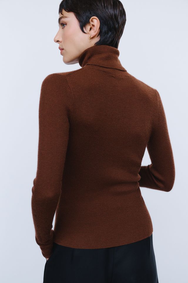Maeve 100% Cashmere Ribbed Turtleneck Top #4