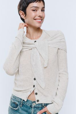 Maeve Wool Cashmere Cardigan with Scarf