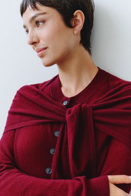 Maeve Wool-Cashmere Cardigan with Scarf