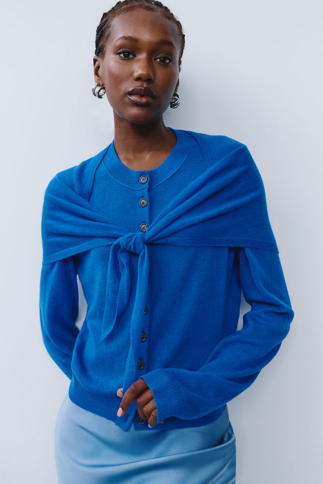 Maeve Cashmere Wool Cardigan with Scarf #7