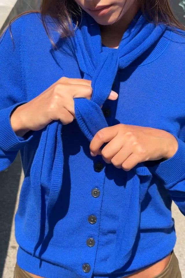 Maeve Cashmere Wool Cardigan with Scarf thumbnail 2