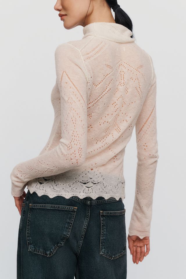 Pilcro Merino Wool Blend Pointelle Turtleneck Sweater #2