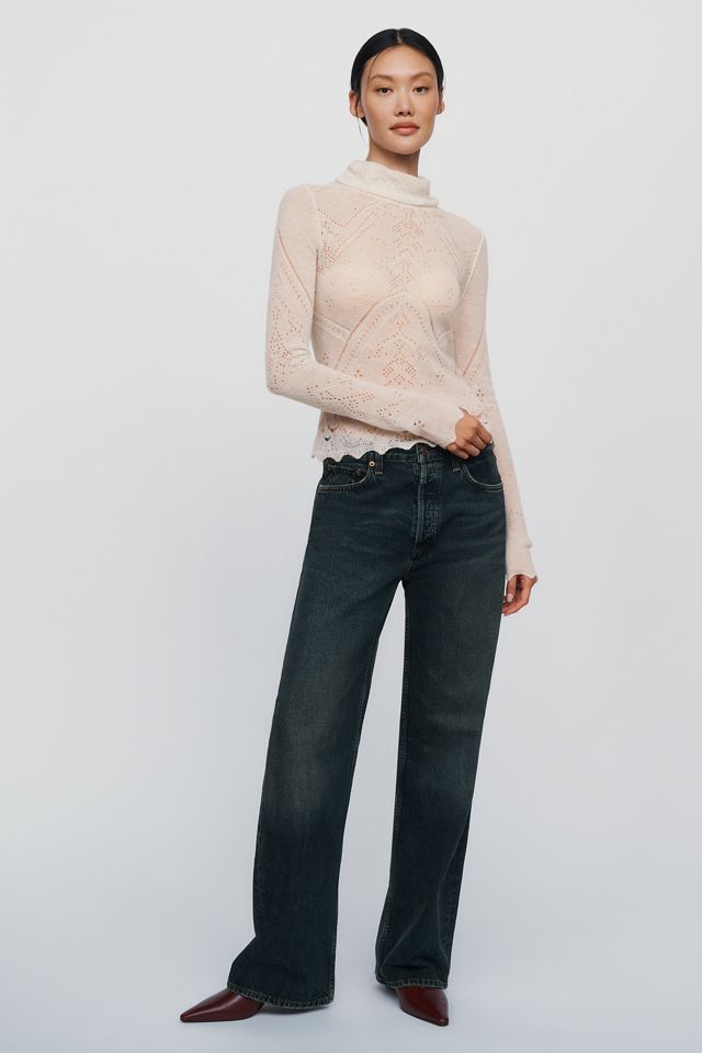 Pilcro Merino Wool Blend Pointelle Turtleneck Sweater #3