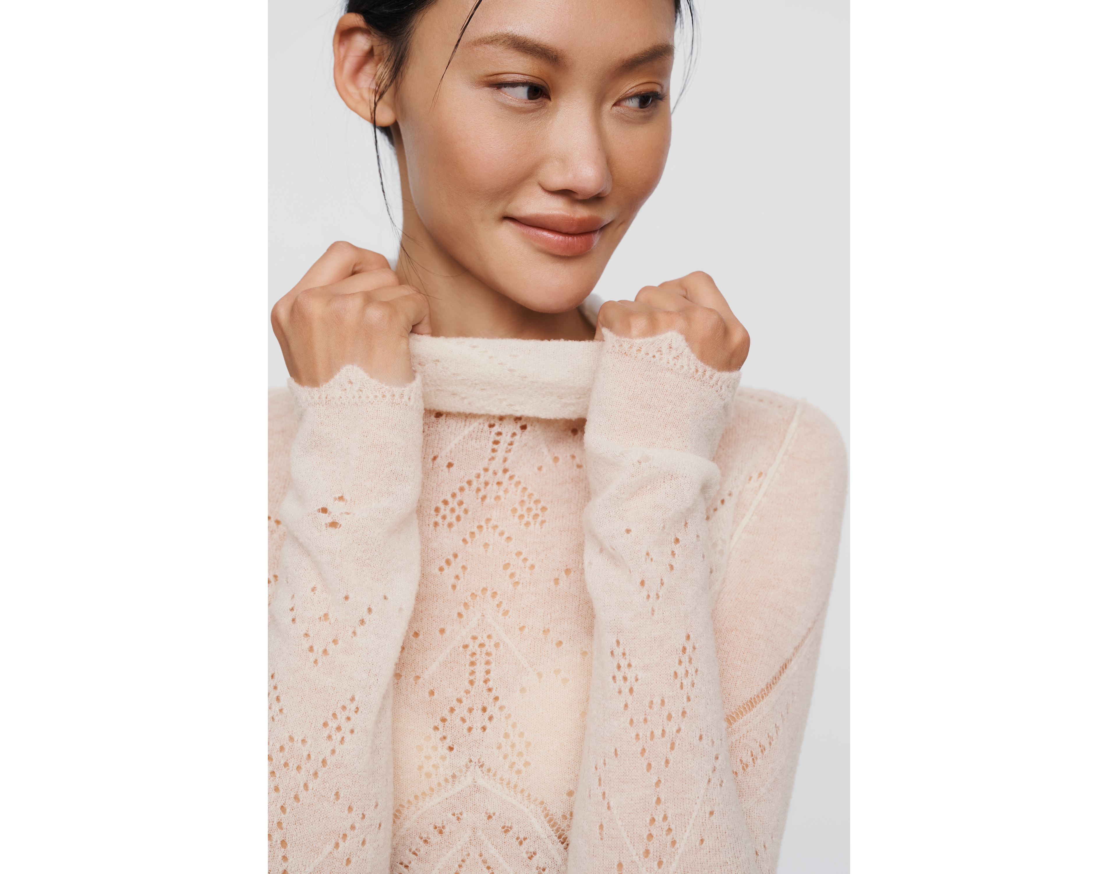 Pilcro Merino Wool Blend Pointelle Turtleneck Sweater