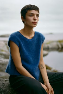 By Anthropologie Marceline 100% Brushed Cashmere Babydoll Sweater