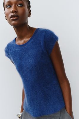 By Anthropologie Marceline 100% Brushed Cashmere Babydoll Sweater