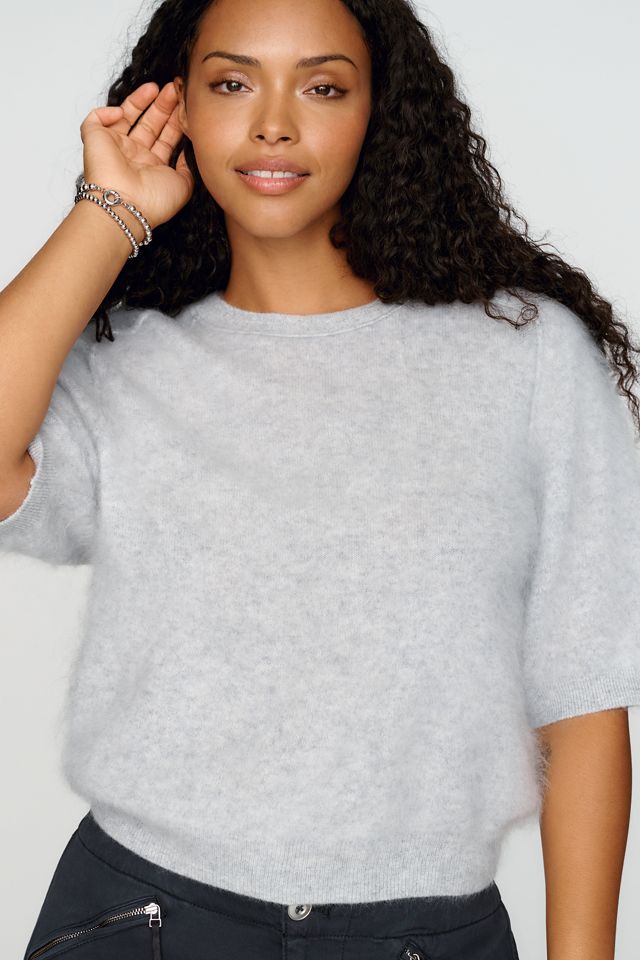 Pilcro Kaia 100% Brushed Cashmere Short Sleeve Sweater #6