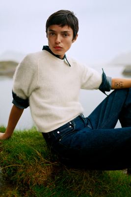1.2回美品　セオリー　23SS COMPACTCREPE COCOON ニット Pilcro Kaia 100% Brushed Cashmere Short Sleeve Sweater | Anthropologie