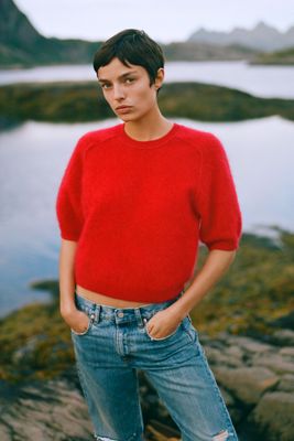 Pilcro Kaia 100% Cashmere Short Sleeve Sweater