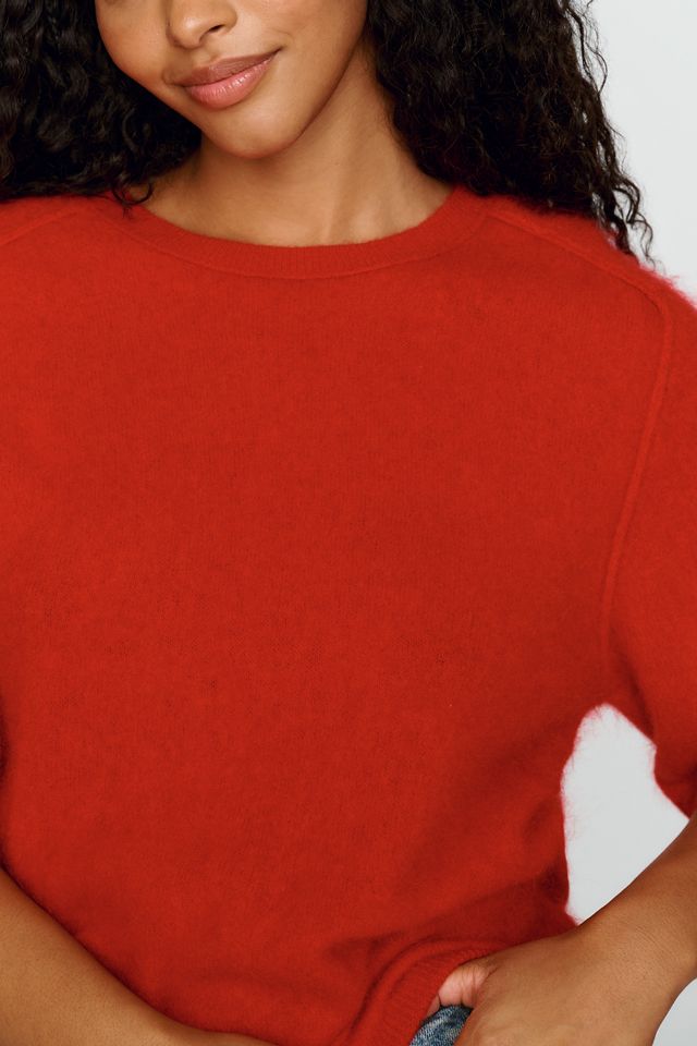 Pilcro Kaia 100% Brushed Cashmere Short Sleeve Sweater #8