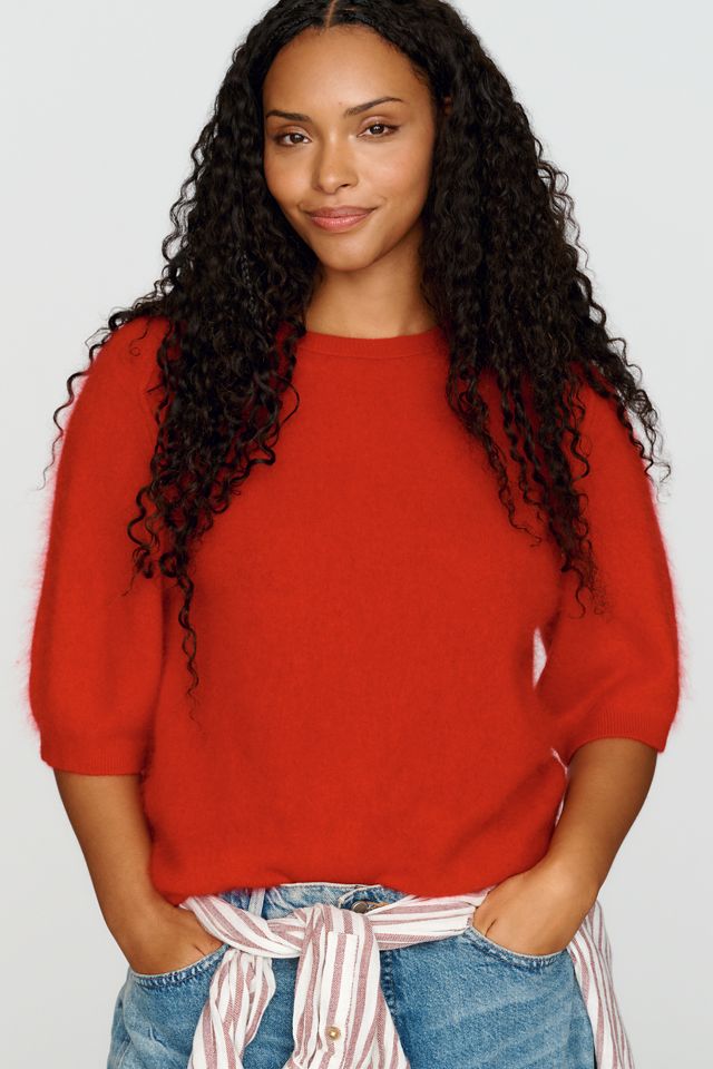 Pilcro Kaia 100% Brushed Cashmere Short Sleeve Sweater #7
