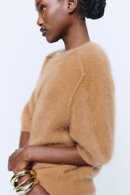Pilcro Kaia 100% Cashmere Short-Sleeve Jumper