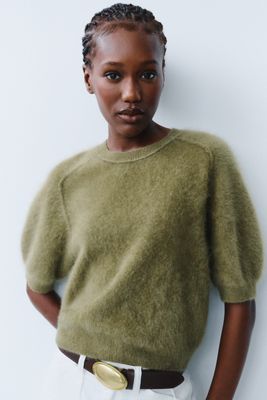 Pilcro Kaia 100% Cashmere Short Sleeve Sweater